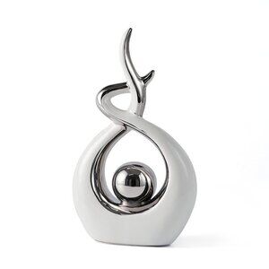 Home Decor Modern Abstract Art Ceramic Statue - White